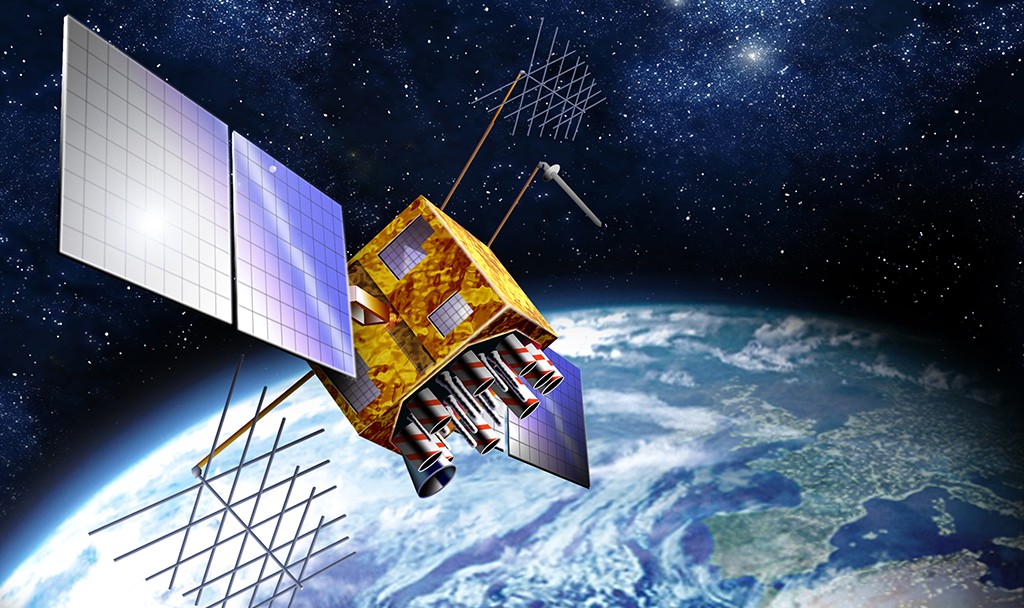 Photo d'un satellite illustrant le thème des applications spatiales développé par le CETIR